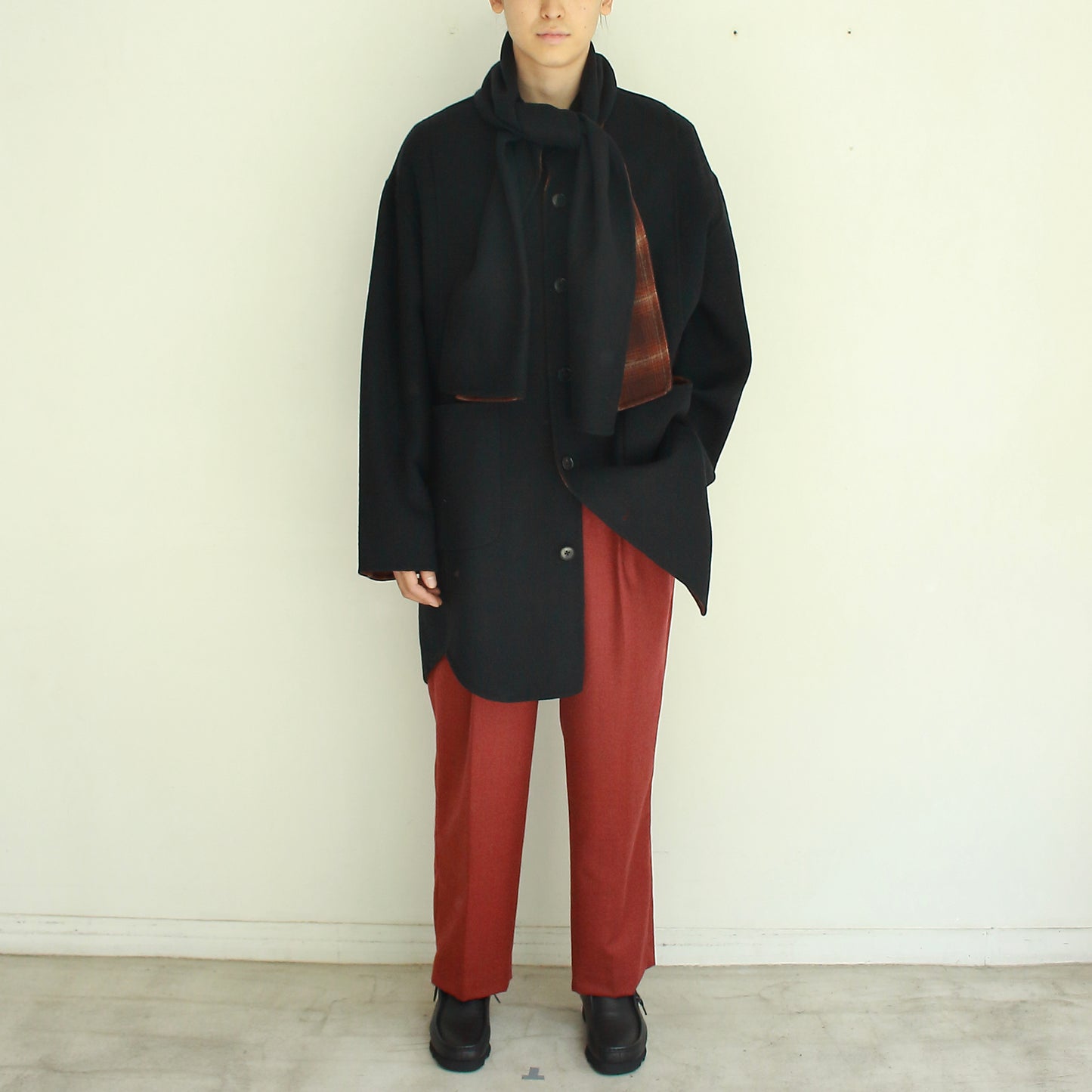 Double Face Coat with Scarf