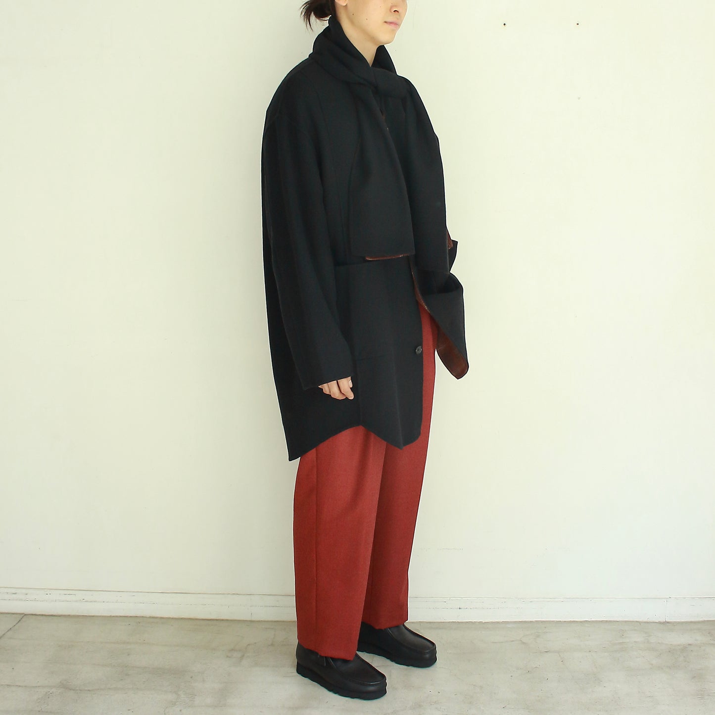 Double Face Coat with Scarf