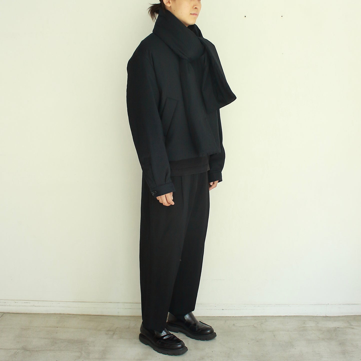 Padded Short Jacket with Scarf