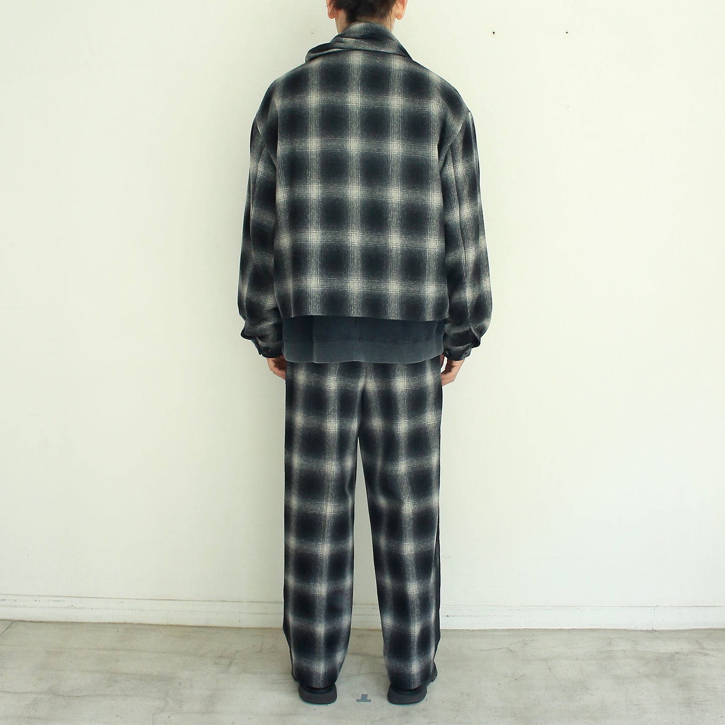 Ombre Check Short Jacket with Scarf