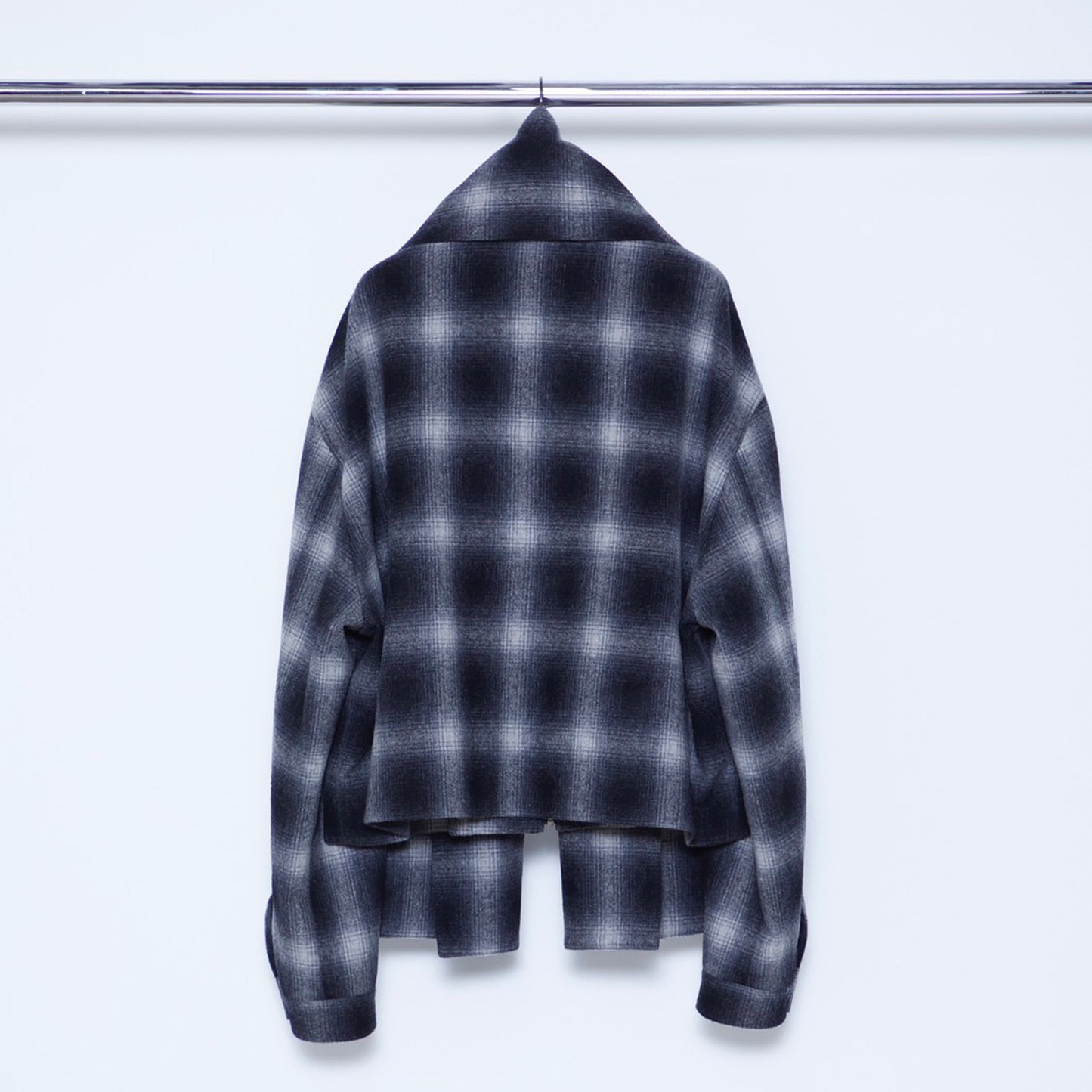 Ombre Check Short Jacket with Scarf