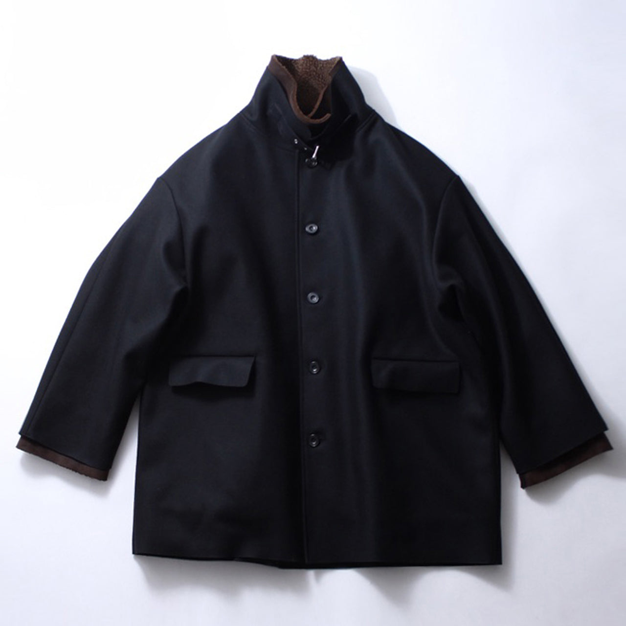 【Soe】Layered Mouton Collar Coat