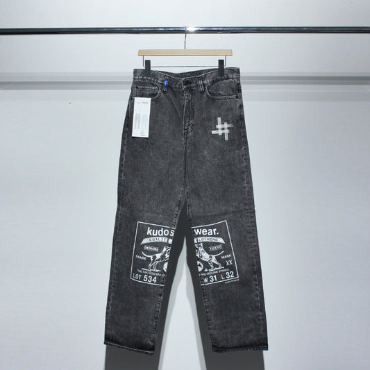 Patch Printed Denim Trousers