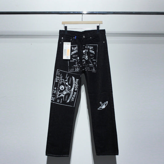 Patch Printed Denim Trousers